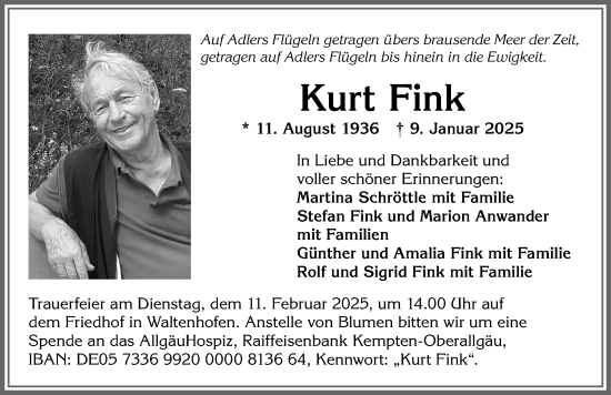 Traueranzeige von Kurt Fink von Allgäuer Zeitung,Kempten