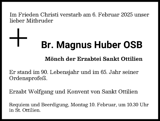 Traueranzeige von Magnus Huber von Augsburger Allgemeine, Landsberger Tagblatt