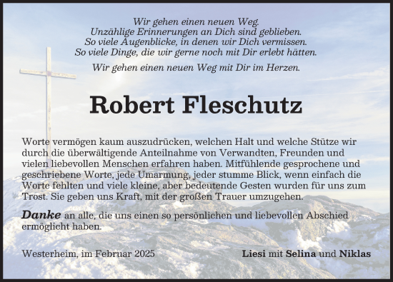 Traueranzeige von Robert Fleschutz von Memminger Zeitung