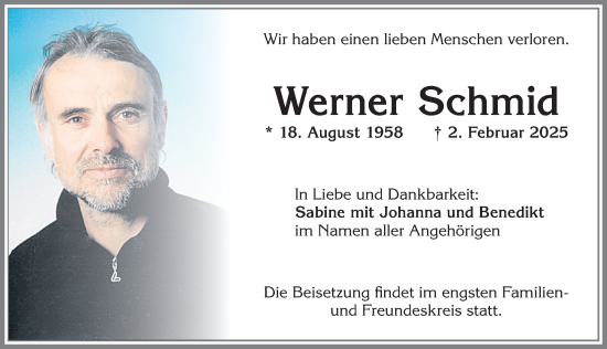 Traueranzeige von Werner Schmid von Allgäuer Zeitung, Marktoberdorf