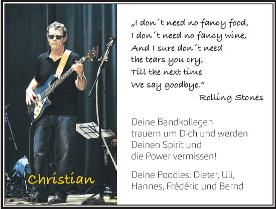 Traueranzeige von Christian  von Memminger Zeitung