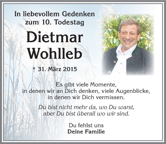 Traueranzeige von Dietmar Wohlleb von Memminger Zeitung