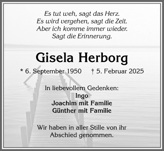 Traueranzeige von Gisela Herborg von Allgäuer Zeitung,Kempten