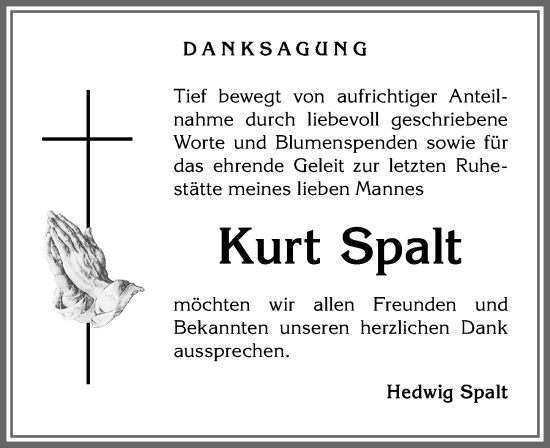 Traueranzeige von Kurt Spalt von Memminger Zeitung
