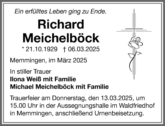 Traueranzeige von Richard Meichelböck von Memminger Zeitung
