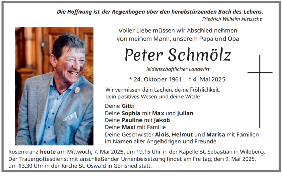 Traueranzeige von Peter Schmölz von Allgäuer Zeitung, Marktoberdorf
