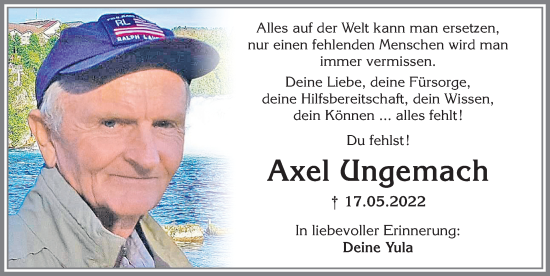 Traueranzeige von Axel Ungemach von Memminger Zeitung