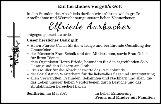 Traueranzeige von Elfriede Aurbacher von Memminger Zeitung