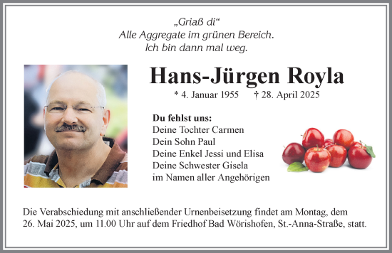 Traueranzeige von Hans-Jürgen Royla von Memminger Zeitung