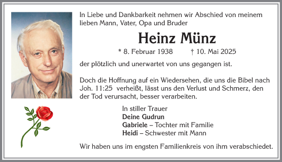 Traueranzeige von Heinz Münz von Allgäuer Zeitung, Füssen