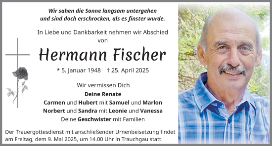 Traueranzeige von Hermann Fischer von Allgäuer Zeitung, Füssen