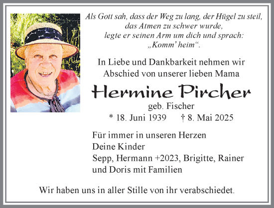 Traueranzeige von Hermine Pircher von Allgäuer Zeitung, Marktoberdorf