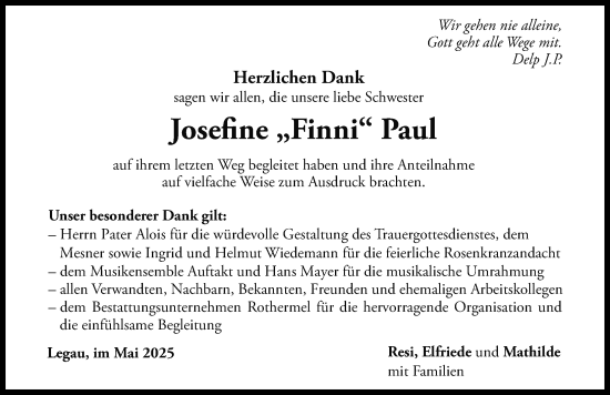 Traueranzeige von Josefine Paul von Memminger Zeitung
