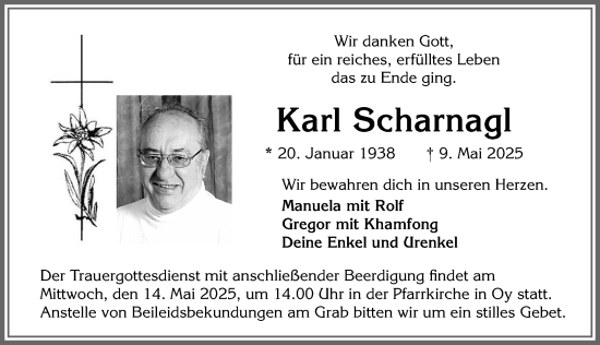 Traueranzeige von Karl Scharnagl von Allgäuer Zeitung,Kempten