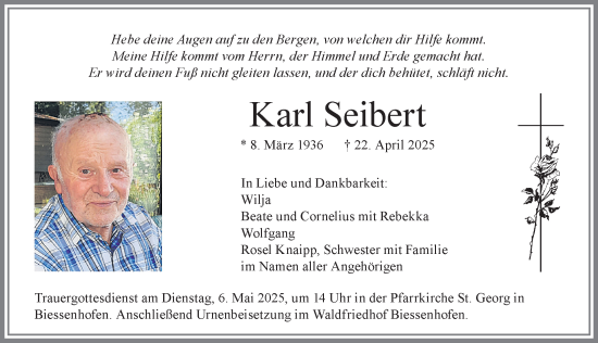 Traueranzeige von Karl Seibert von Allgäuer Zeitung, Kaufbeuren/Buchloe