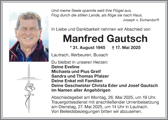 Traueranzeige von Manfred Gautsch von Memminger Zeitung