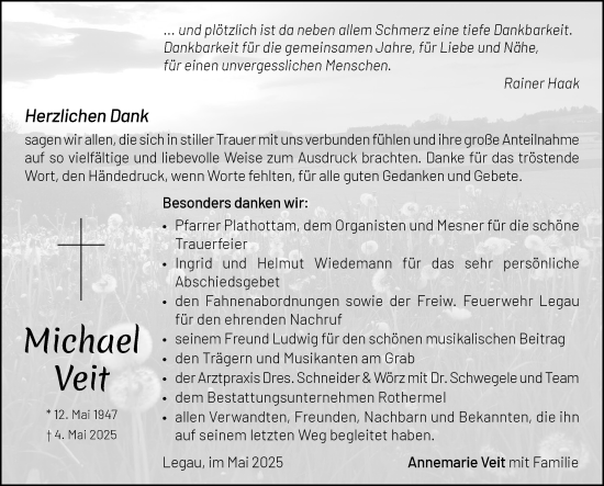 Traueranzeige von Michael Veit von Memminger Zeitung