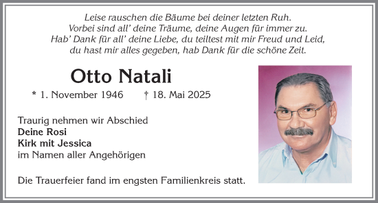 Traueranzeige von Otto Natali von Allgäuer Zeitung,Kempten
