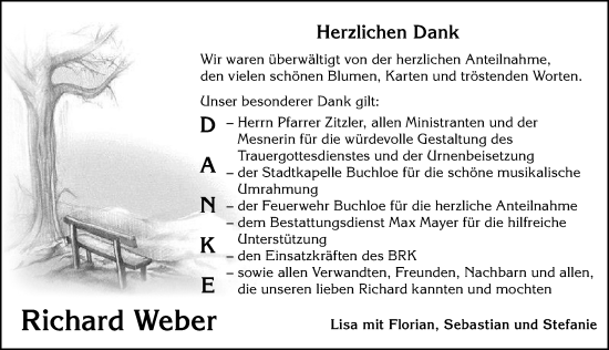 Traueranzeige von Richard Weber von Allgäuer Zeitung, Kaufbeuren/Buchloe