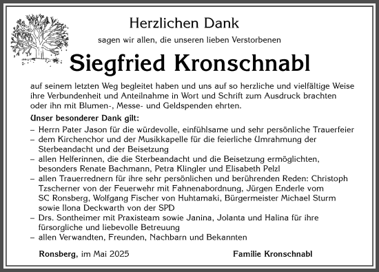 Traueranzeige von Siegfried Kronschnabl von Allgäuer Zeitung, Marktoberdorf