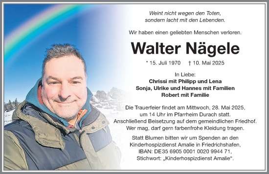 Traueranzeige von Walter Nägele von Allgäuer Zeitung,Kempten