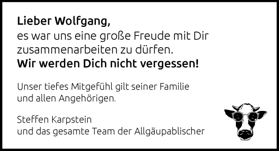 Traueranzeige von Wolfgang  von Mindelheimer Zeitung, Augsburger Allgemeine