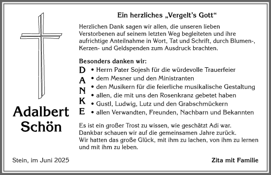 Traueranzeige von Adalbert Schön von Allgäuer Anzeigeblatt