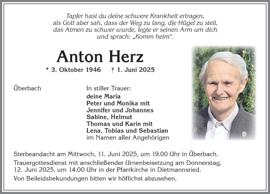 Traueranzeige von Anton Herz von Allgäuer Zeitung,Kempten