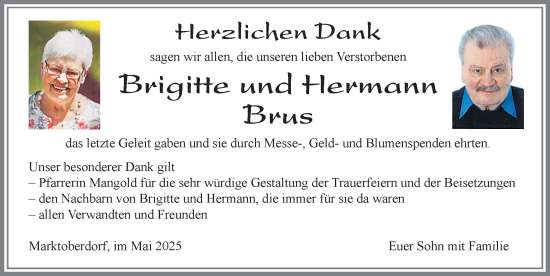 Traueranzeige von Brigitte Brus von Allgäuer Zeitung, Marktoberdorf