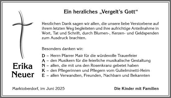 Traueranzeige von Erika Neuer von Allgäuer Zeitung, Marktoberdorf
