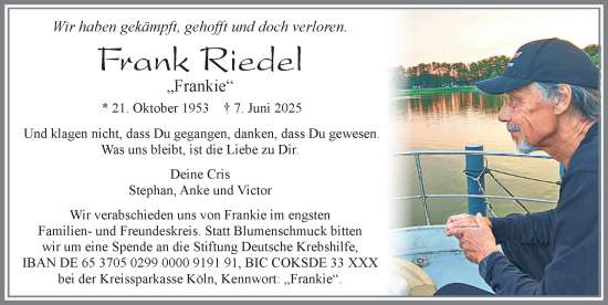 Traueranzeige von Frank Riedel von Allgäuer Zeitung, Marktoberdorf