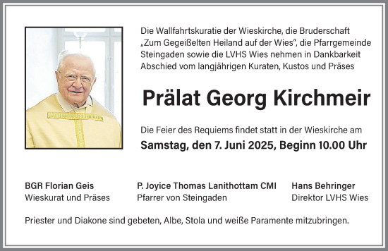 Traueranzeige von Georg Kirchmeir von Allgäuer Zeitung, Füssen