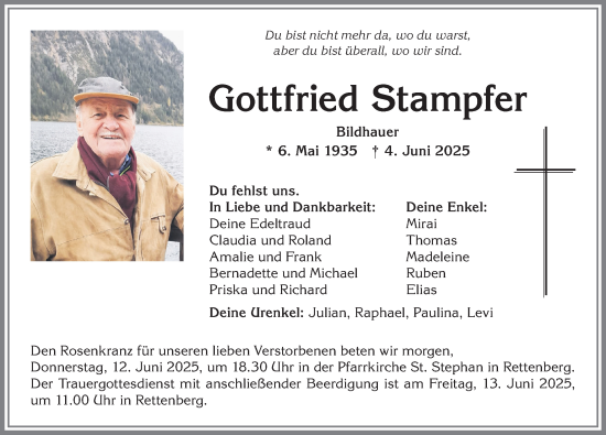 Traueranzeige von Gottfried Stampfer von Allgäuer Anzeigeblatt