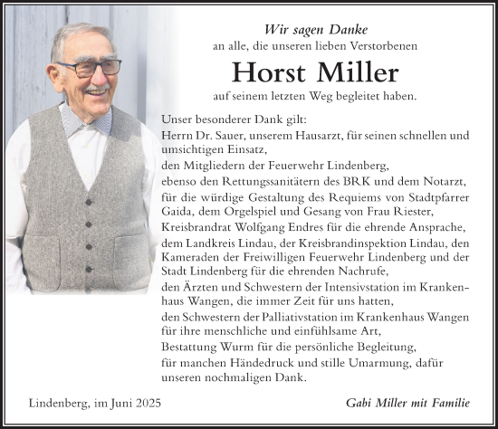 Traueranzeige von Horst Miller von Der Westallgäuer