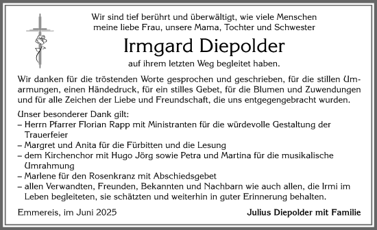 Traueranzeige von Irmgard Diepolder von Allgäuer Anzeigeblatt