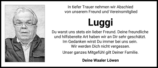 Traueranzeige von Luggi  von Allgäuer Zeitung, Kaufbeuren/Buchloe