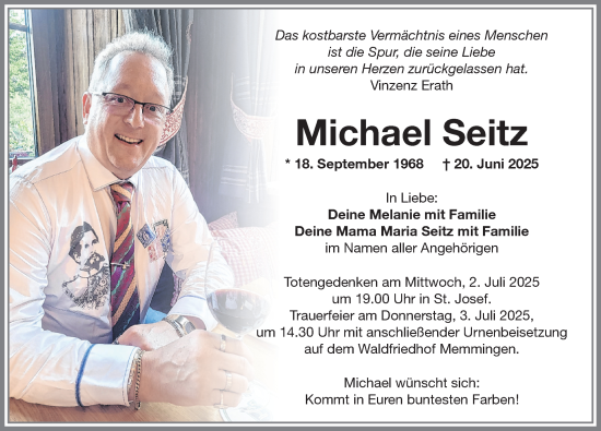 Traueranzeige von Michael Seitz von Memminger Zeitung