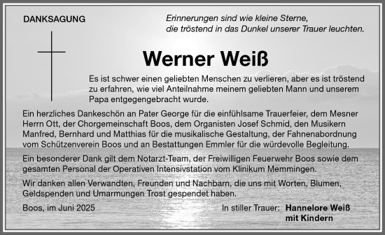 Traueranzeige von Werner Weiß von Memminger Zeitung