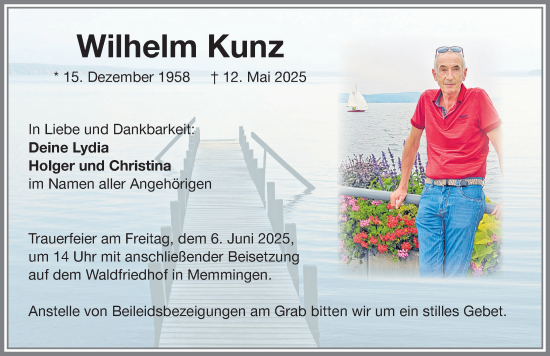 Traueranzeige von Wilhelm Kunz von Memminger Zeitung