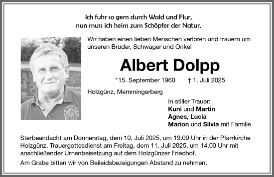 Traueranzeige von Albert Dolpp von Memminger Zeitung