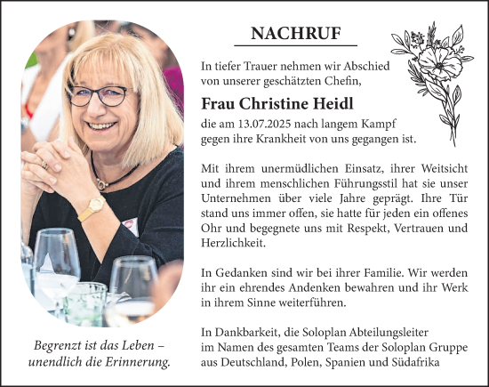 Traueranzeige von Christine Heidl von Allgäuer Zeitung,Kempten