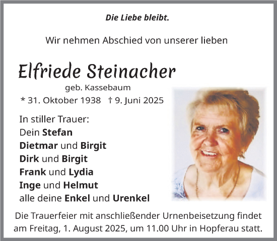 Traueranzeige von Elfriede Steinacher von Allgäuer Zeitung, Füssen