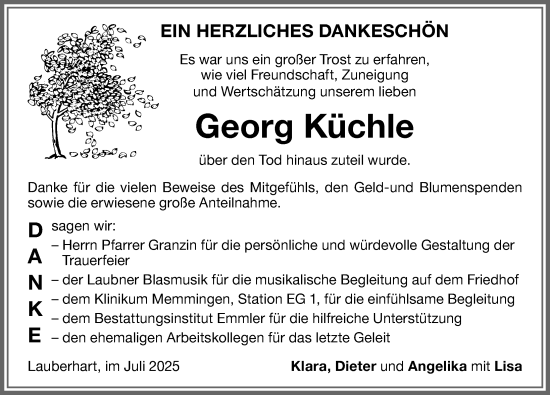 Traueranzeige von Georg Küchle von Memminger Zeitung