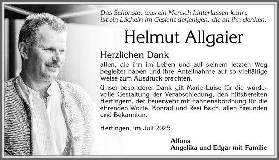 Traueranzeige von Helmut Allgaier von Allgäuer Zeitung, Füssen