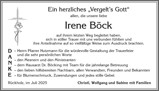 Traueranzeige von Irene Böck von Allgäuer Zeitung, Füssen