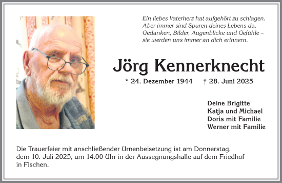 Traueranzeige von Jörg Kennerknecht von Allgäuer Anzeigeblatt