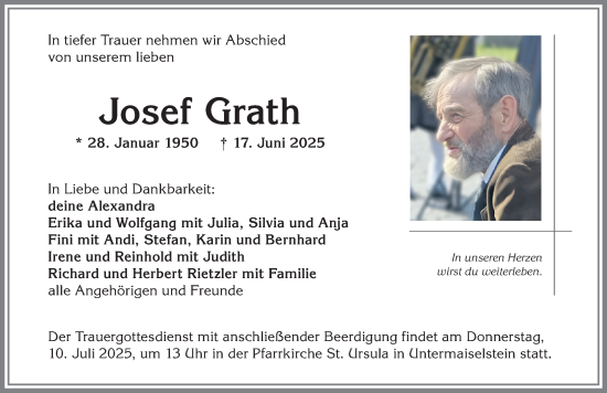 Traueranzeige von Josef Grath von Allgäuer Anzeigeblatt