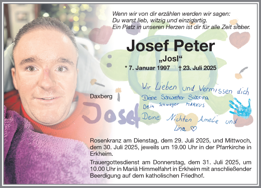  Traueranzeige für Josef Peter vom 28.07.2025 aus Memminger Zeitung