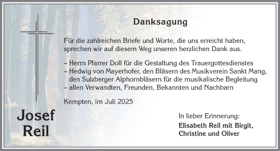 Traueranzeige von Josef Reil von Allgäuer Zeitung,Kempten