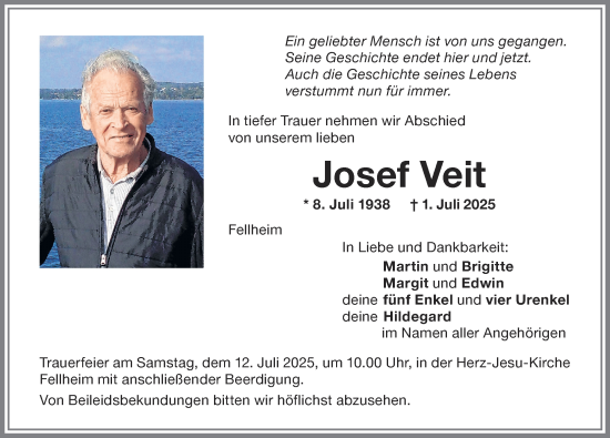 Traueranzeige von Josef Veit von Memminger Zeitung